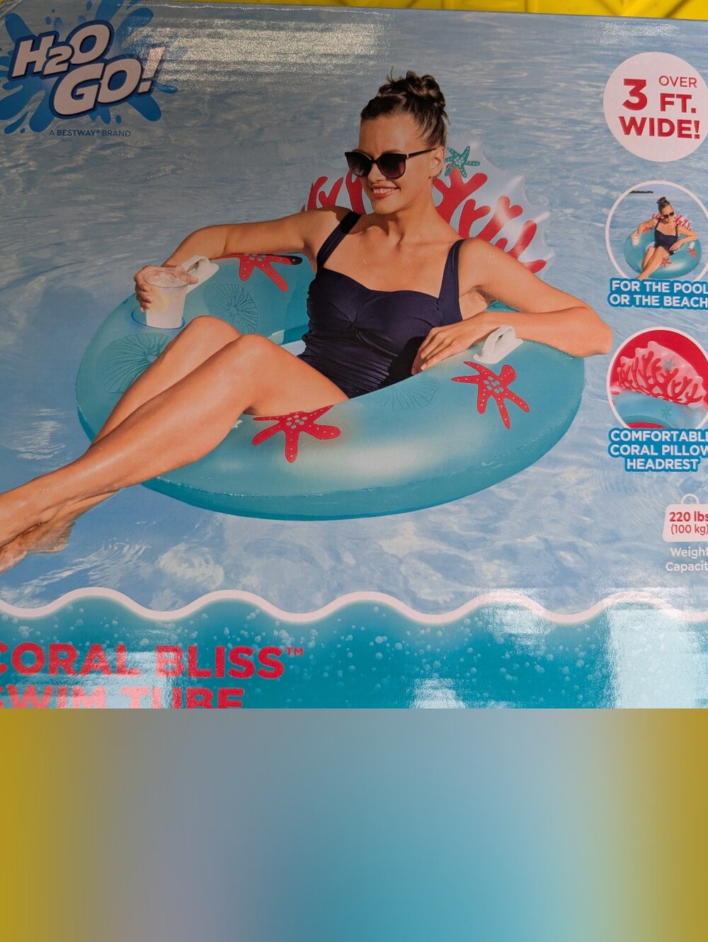Coral Bliss Teal Inflatable Swim Tube